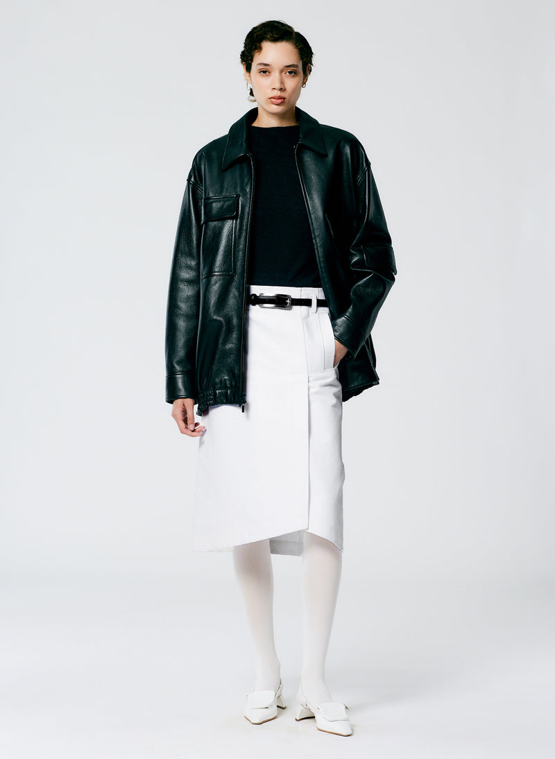 Aviator Leather Oversized Bomber – Tibi Official