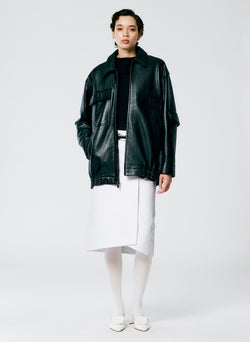 Aviator Leather Oversized Bomber Black-2