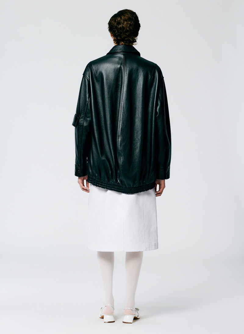 Aviator Leather Oversized Bomber – Tibi Official