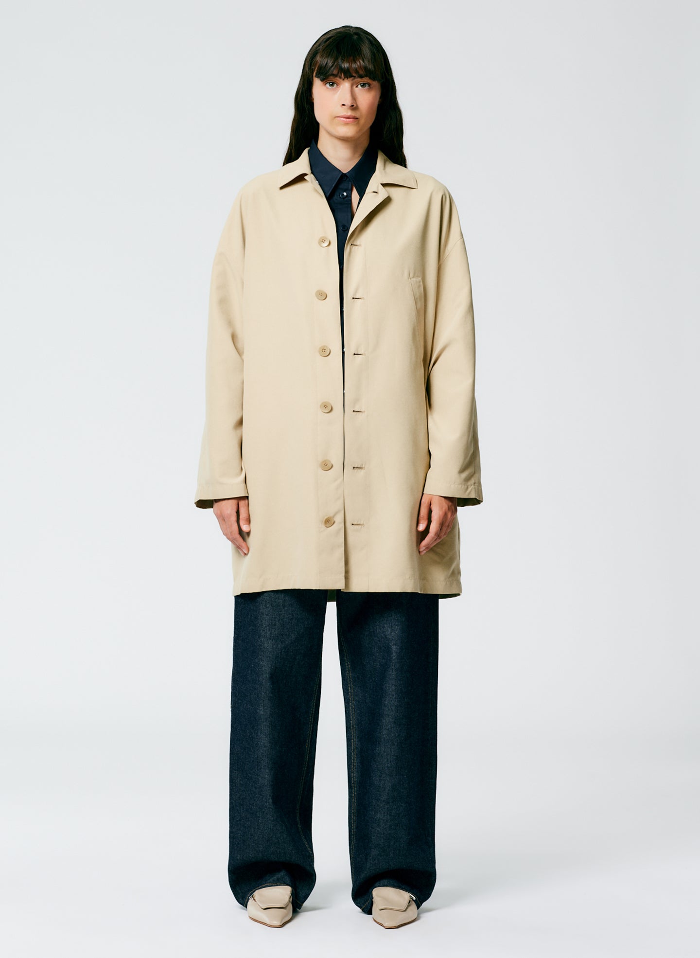 Clyde Oversized Fluid Labcoat - Tan-1