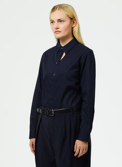 Eco Poplin Cut Out Charlie Shirt Dark Navy-3