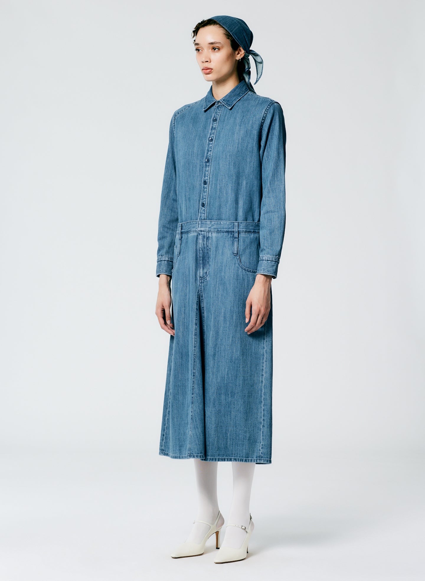 Lightweight Stone Washed Denim Shirtdress Tibi Official Lightweight Stone Washed Denim Shirtdress Tibi Official