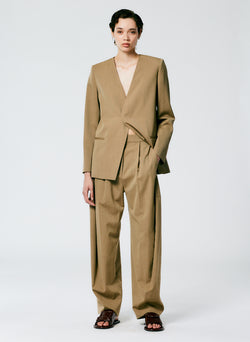 Refined Wool Tricotine Suiting Simon Trouser Dark Tan-1