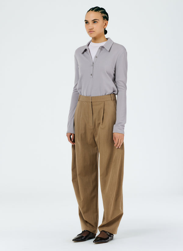 Refined Wool Tricotine Suiting Simon Trouser - Dark Tan-2