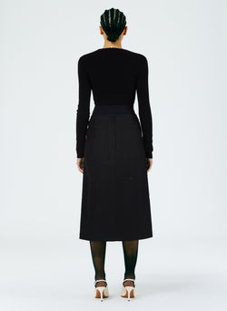 Sculpted Cotton Pitched Skirt Black-4
