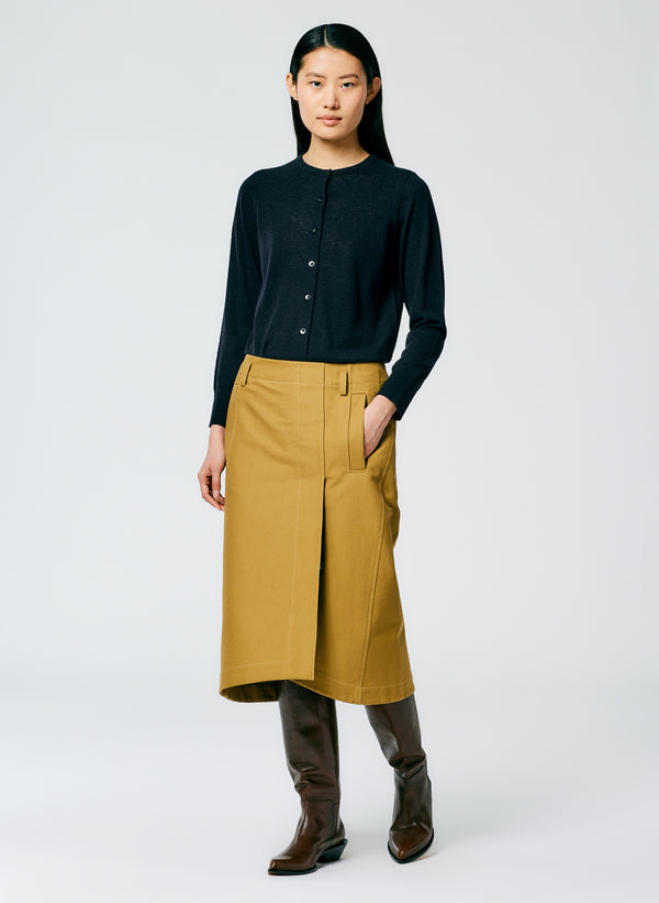 Sculpted Cotton Pitched Skirt - Tan-1