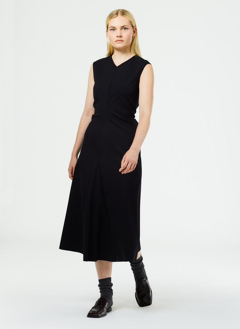 Compact Ultra Stretch Knit V-Neck Godet Dress – Tibi Official
