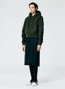 Waxed Cotton Bomber With Removable Hood Olive-3