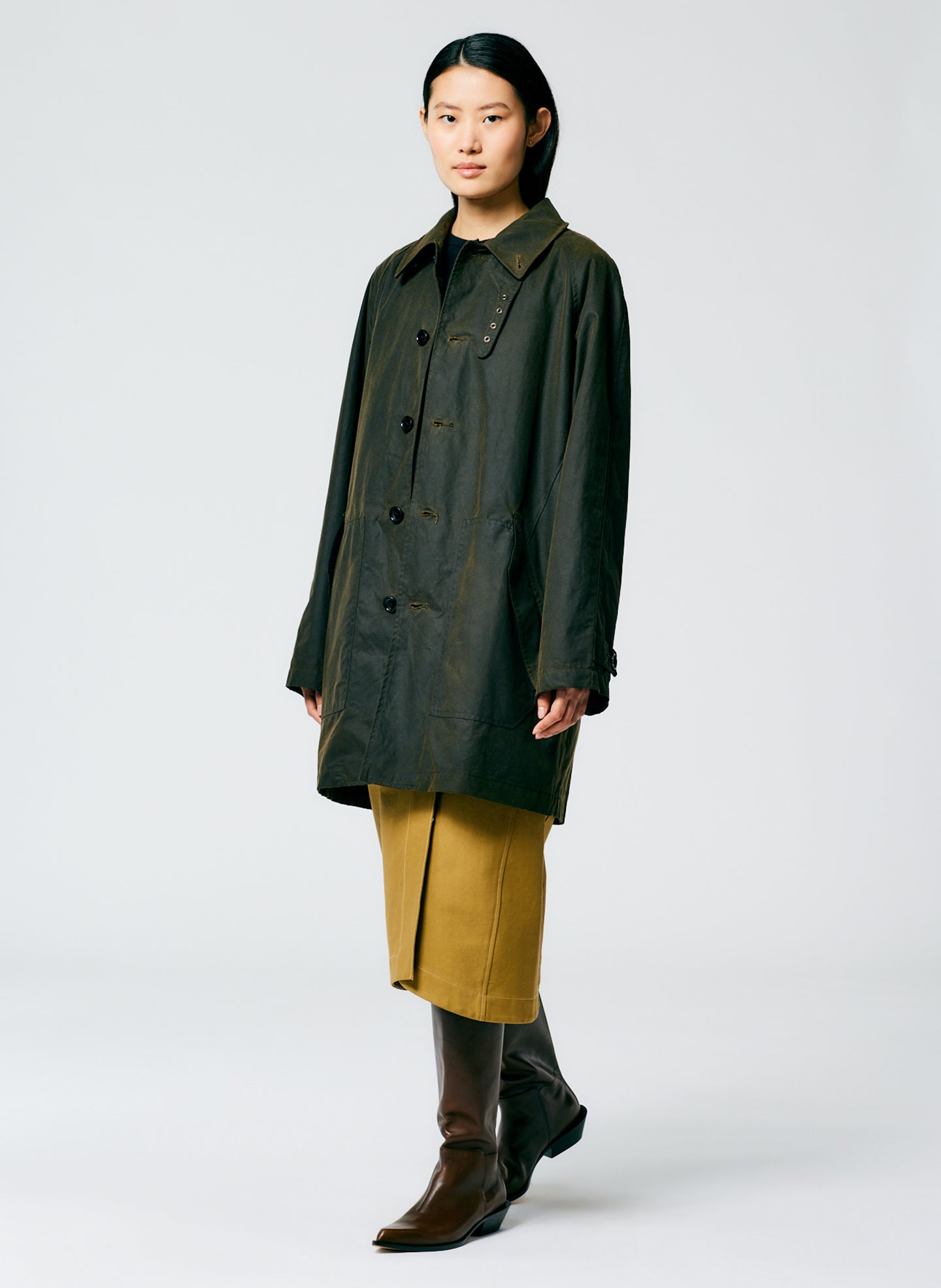 Waxed Cotton Carcoat - Olive-1