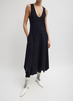 Boucle Knit Tank Tucked Dress Midnight Navy-1