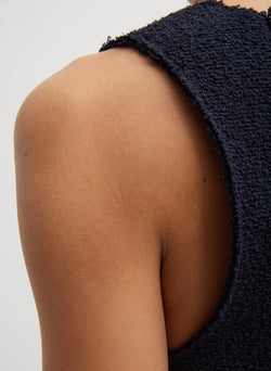 Boucle Knit Tank Tucked Dress Midnight Navy-2