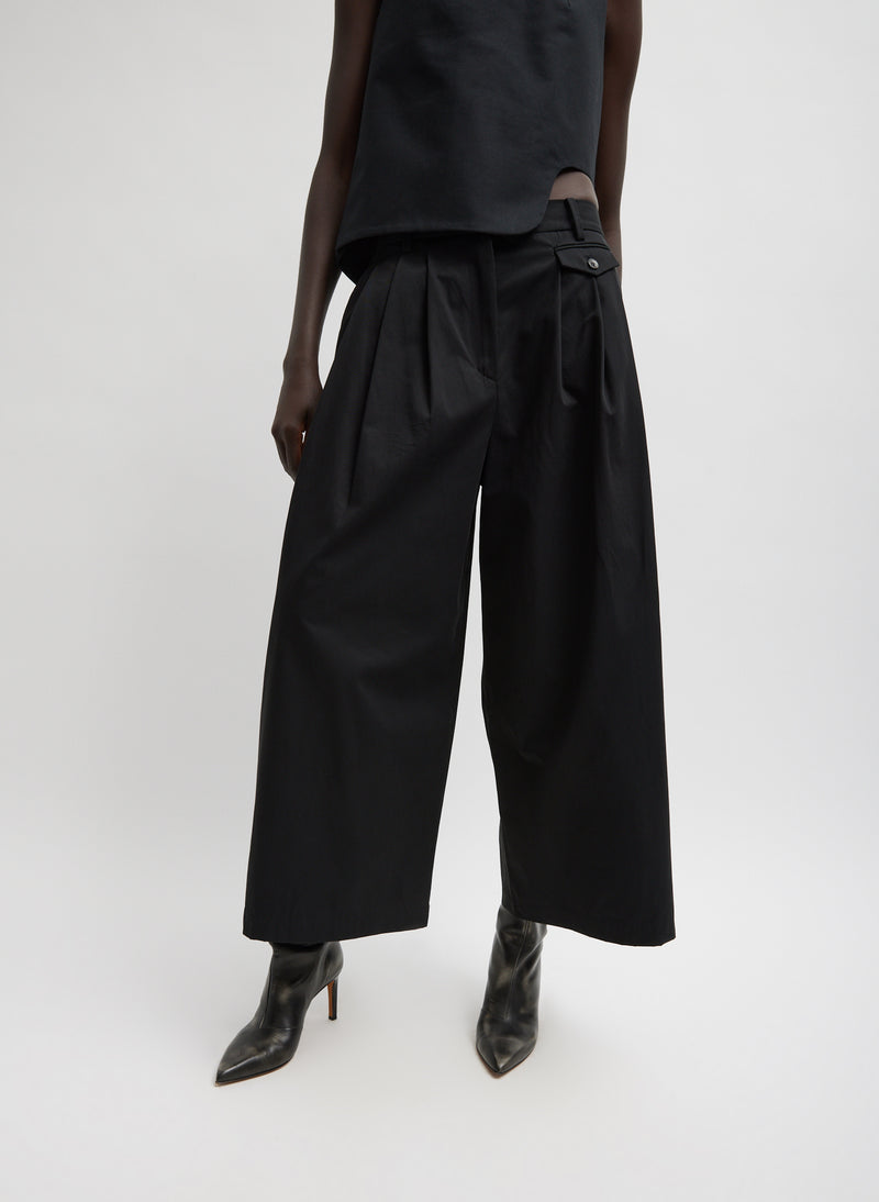 Bio Twill Triple Pleat Cropped Pant Black-4