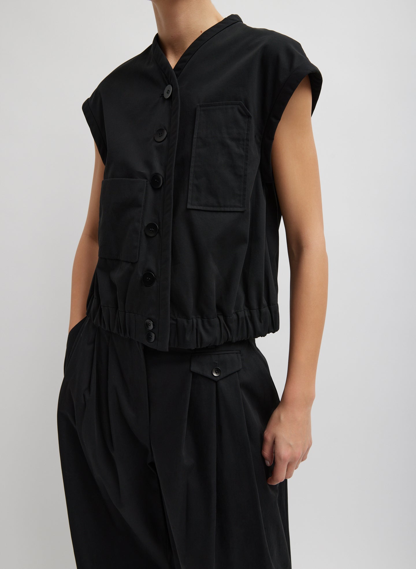 Bio Twill Blousant Vest - Black-1