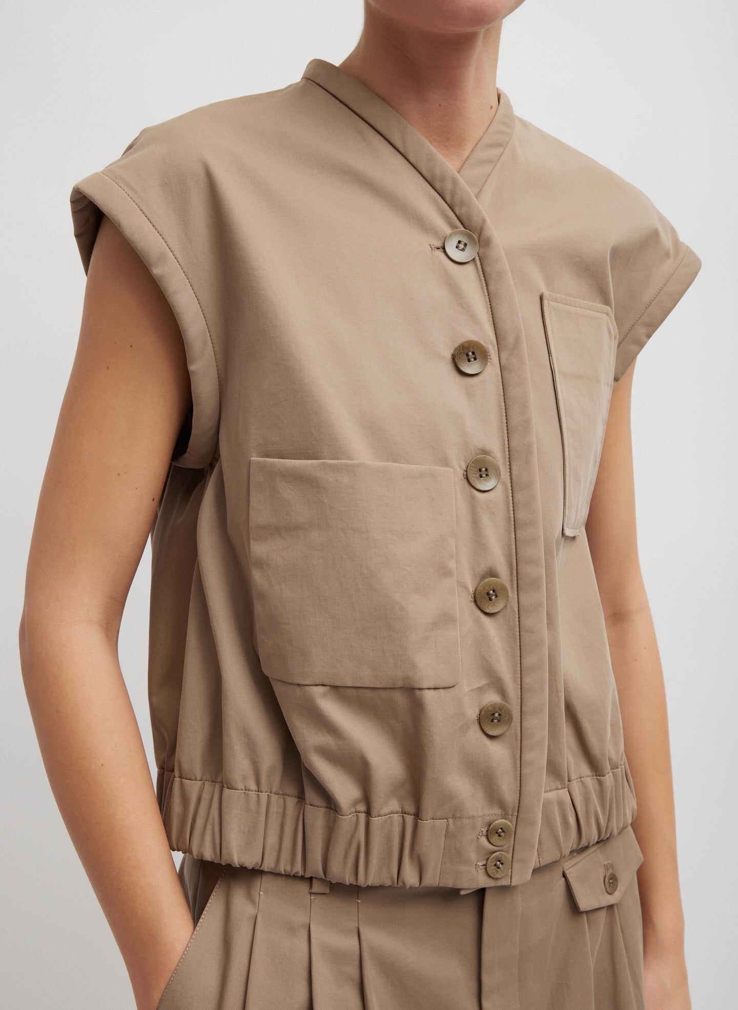 Bio Twill Blousant Vest - Vintage Khaki-1