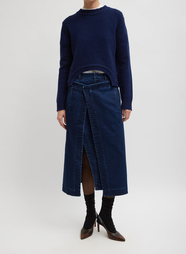 Classic Indigo Denim Wrap Skirt - Indigo-1