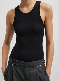 Circular Fine Rib T-Shirt Tank Black-1