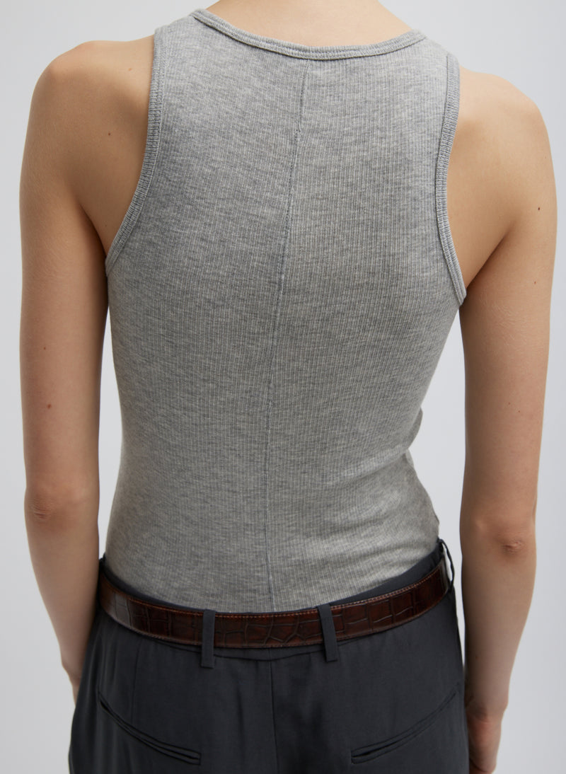 Circular Fine Rib T-Shirt Tank Heather Grey-2