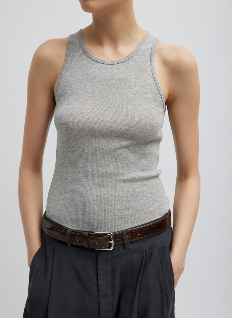 Circular Fine Rib T-Shirt Tank Heather Grey-3