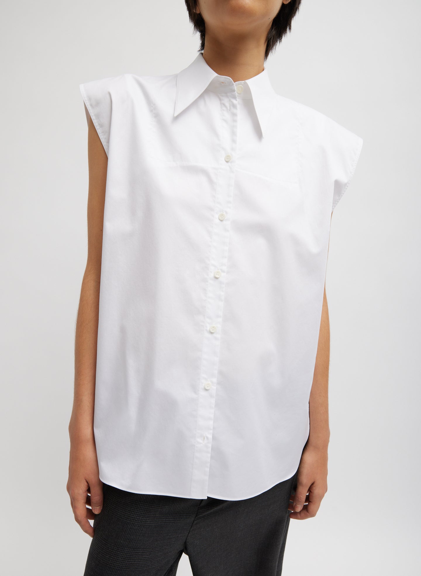 Eco Poplin Sleeveless Shirt - White-1