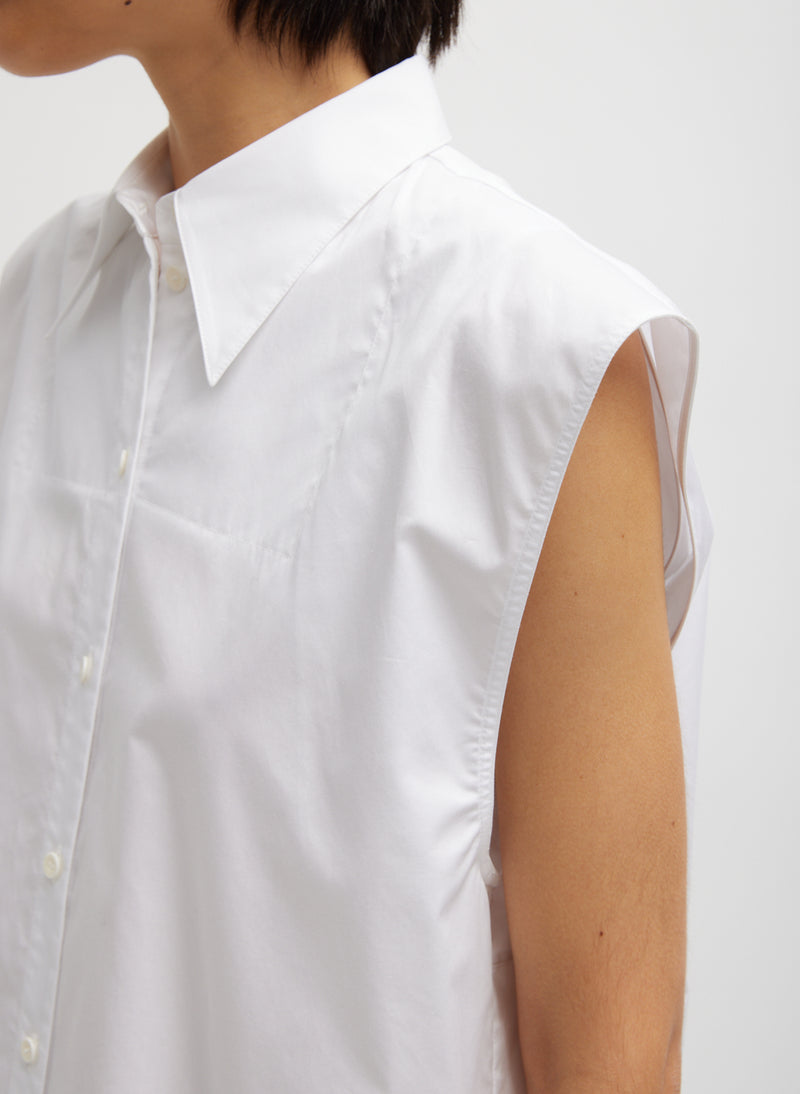 Eco Poplin Sleeveless Shirt White-3