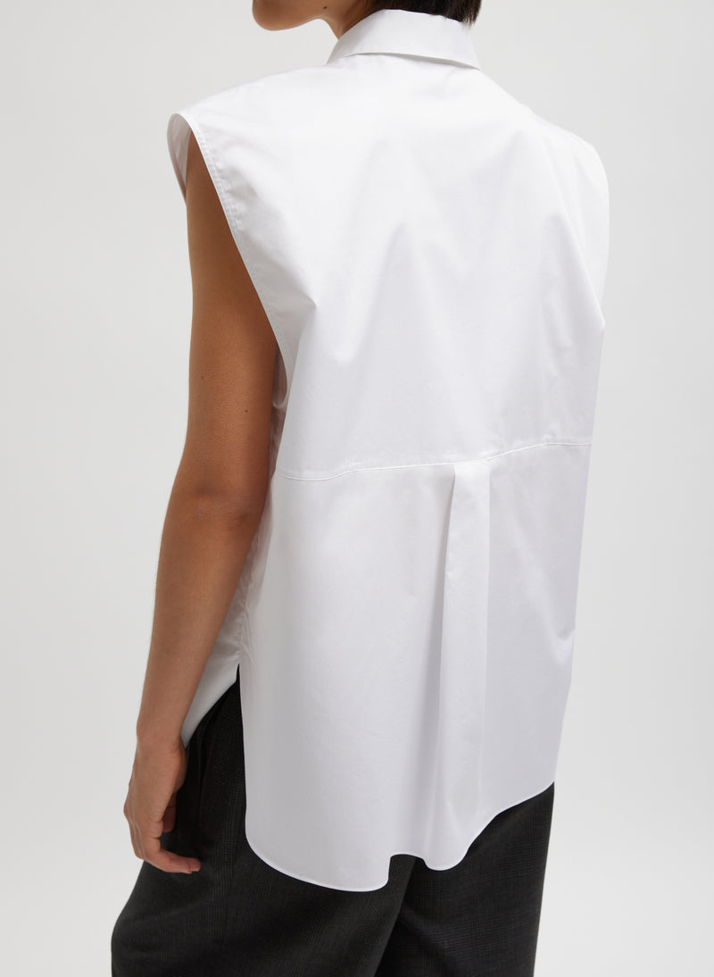 Eco Poplin Sleeveless Shirt White-4