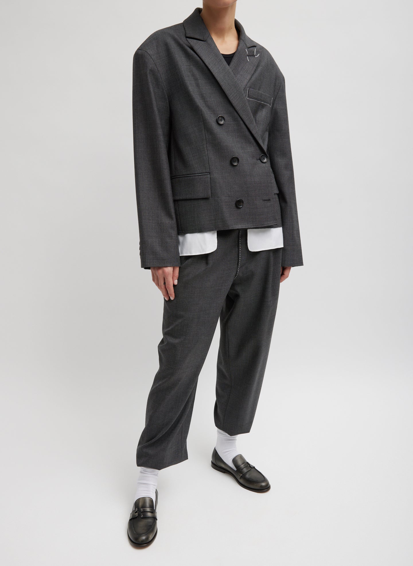 Ellis Suiting Chopped Blazer - Grey Multi-1