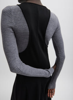 Feather Weight Ribbed Crewneck Pullover Grey-3