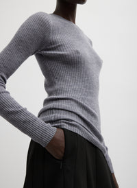 Feather Weight Ribbed Sweater Crewneck Pullover - Seal Blue main image 1