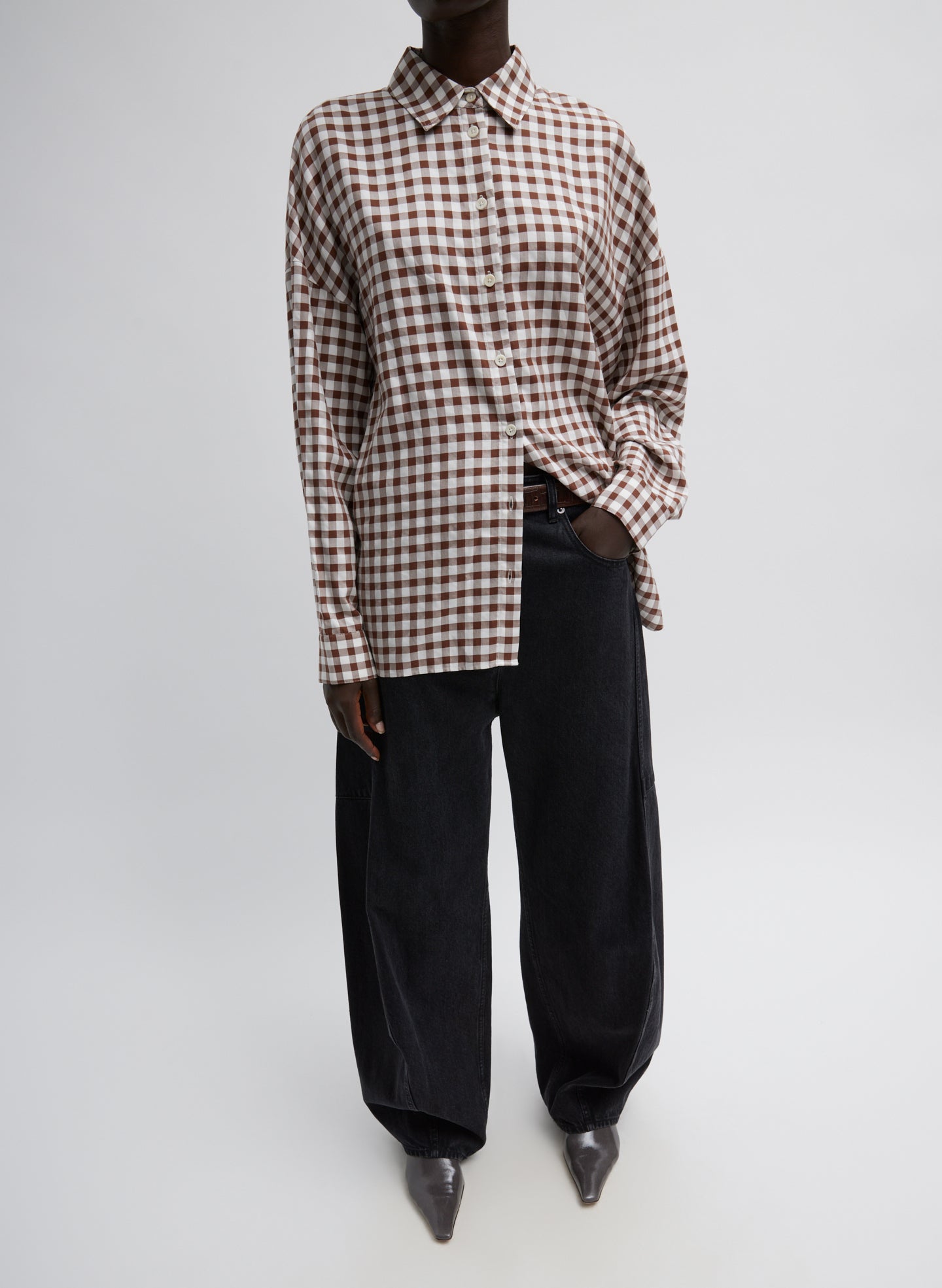 Gingham Drape Oversized Shirt Tibi Official Gingham Drape Oversized Shirt Tibi Official
