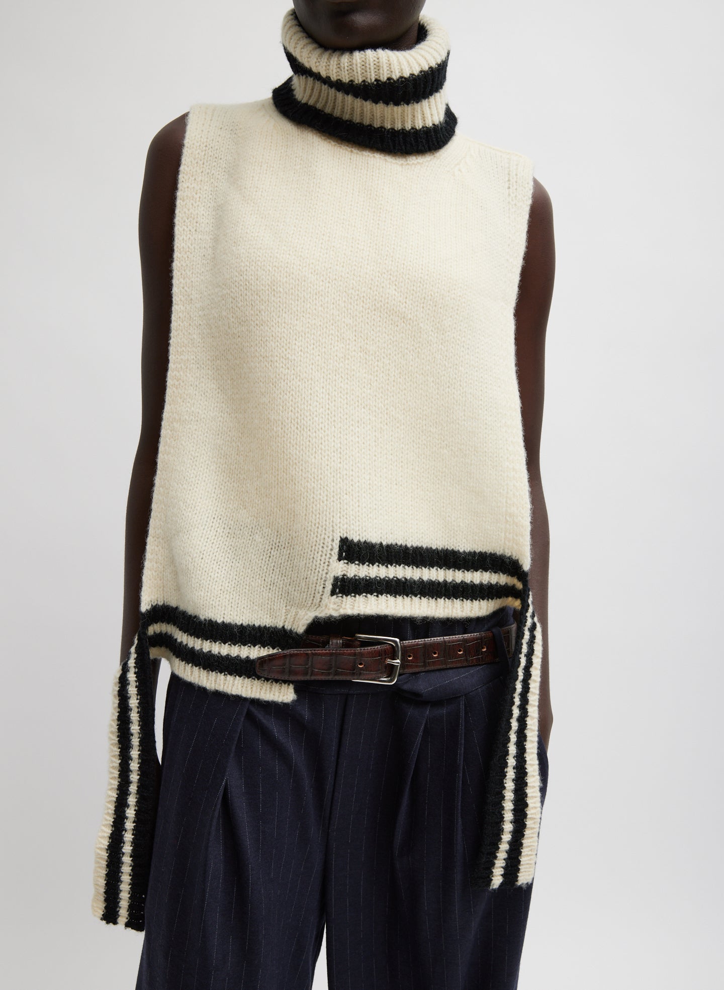 Soft Lambswool Sporty Turtleneck Dicky Sweater - Ivory Multi-1