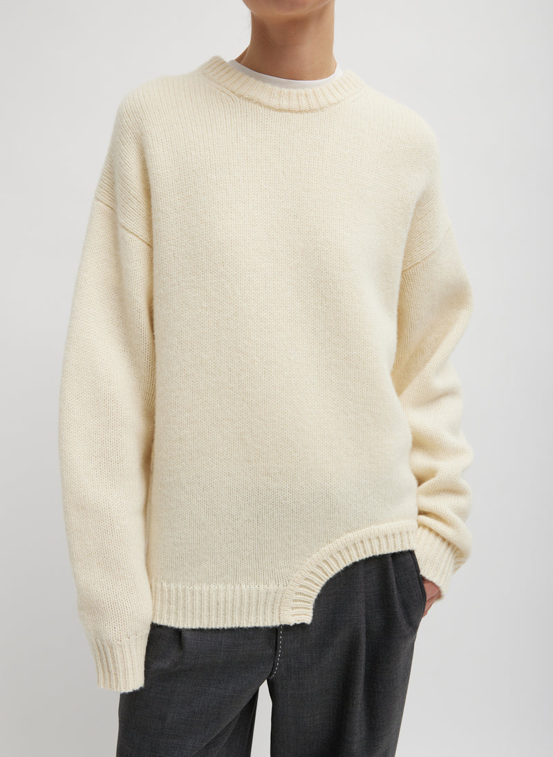 Soft Lambswool Sweater With Cut Out Detail Ivory-2