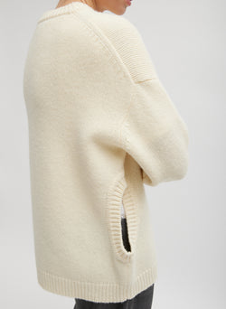 Soft Lambswool Sweater With Cut Out Detail Ivory-3