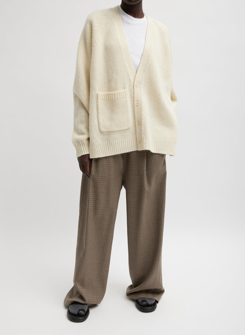 Soft Lambswool Half Cardigan Ivory-3