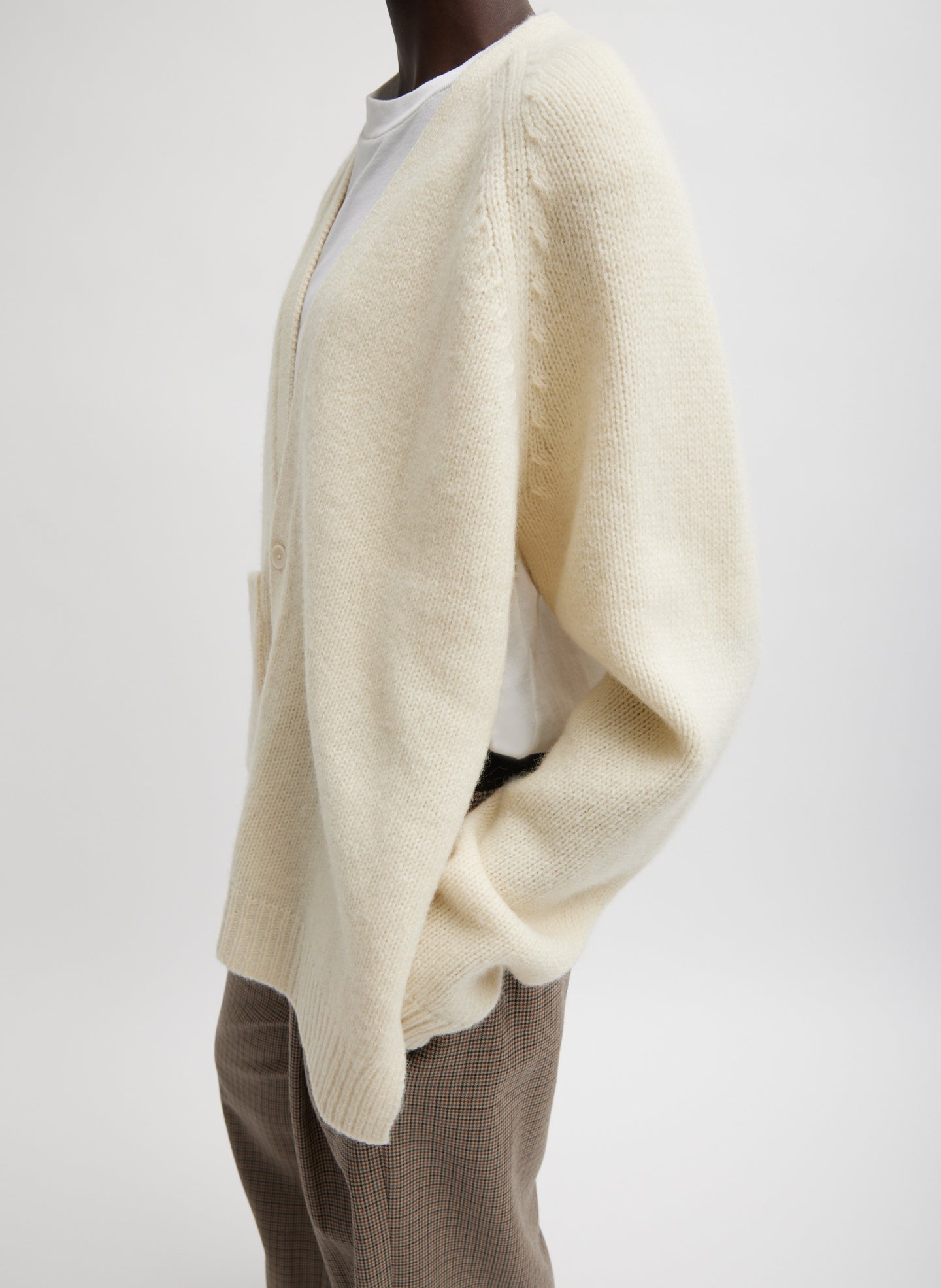 Soft Lambswool Half Cardigan - Ivory-1