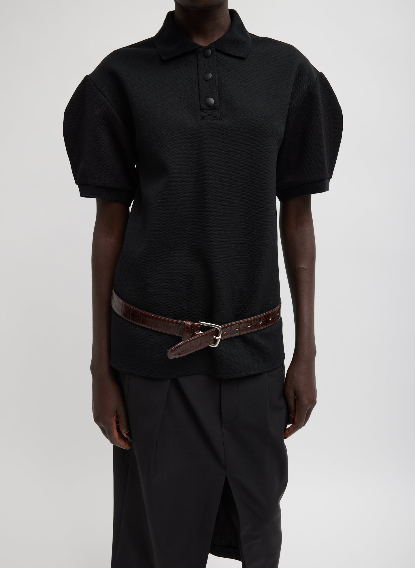 Luxe Pique Polo Shirt - Black-1