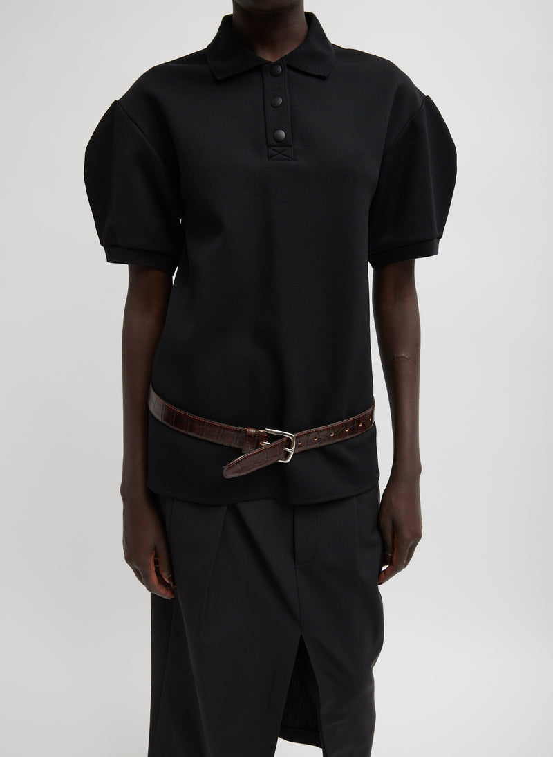 Luxe Pique Polo Shirt Black-1