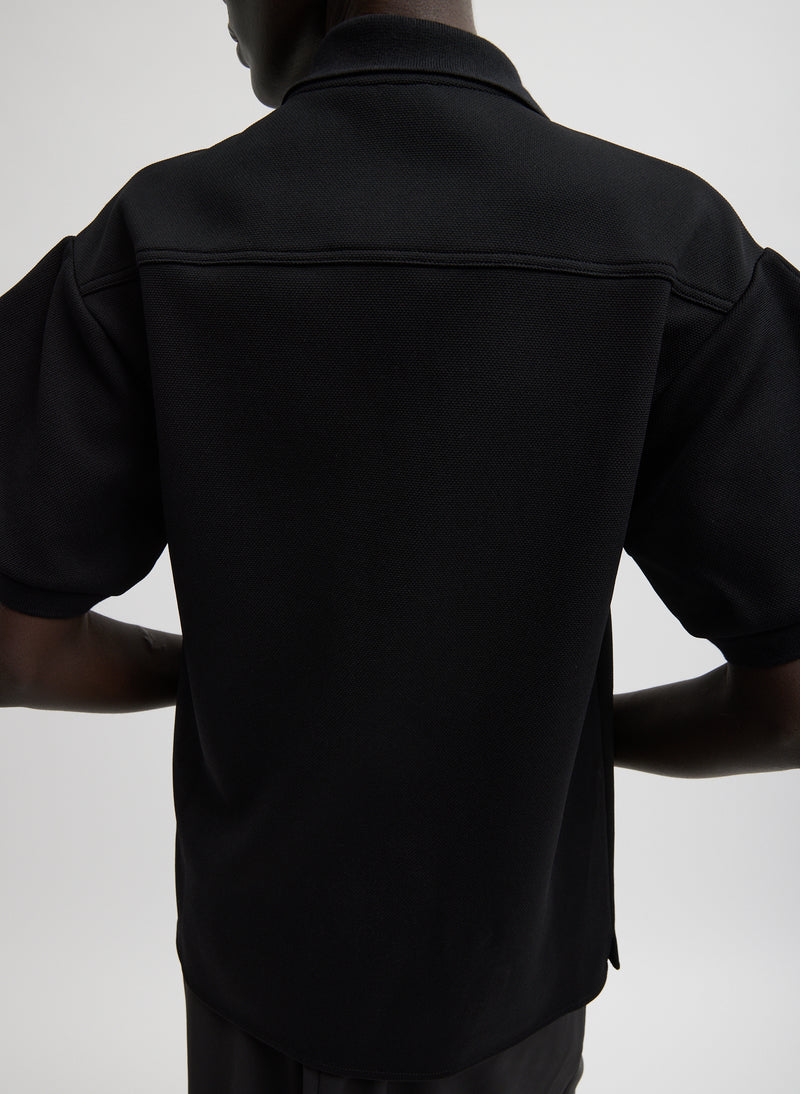 Luxe Pique Polo Shirt Black-2