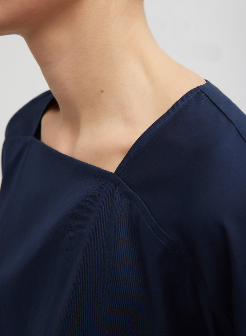 Lyocell Drape Squareneck Top Navy-2