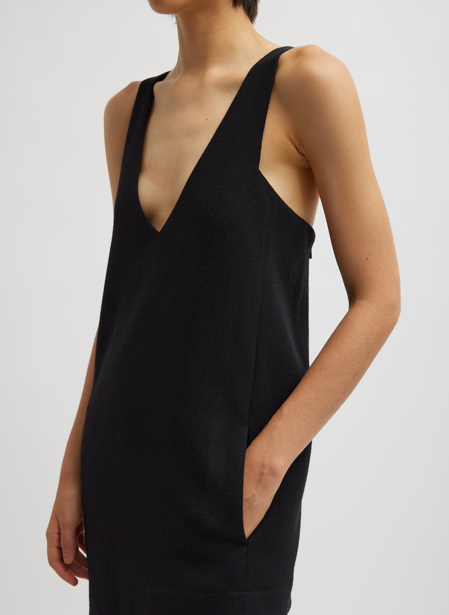 Melee Crepe V-Neck Power Mesh Combo Dress Tibi Official Melee Crepe V-Neck Power Mesh Combo Dress Tibi Official