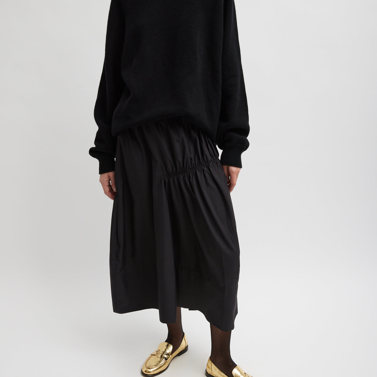 Shirred Nylon Paneled Skirt – Tibi Official