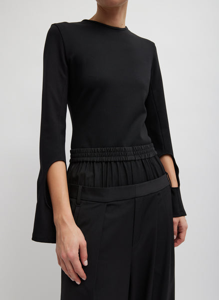 Long Sleeve Strappy Front Top Black | NA-KD