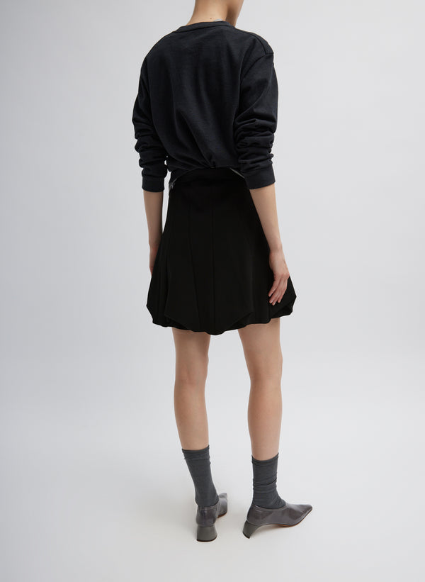 Wren Crepe Knit Short Tucked Skirt - Black-2