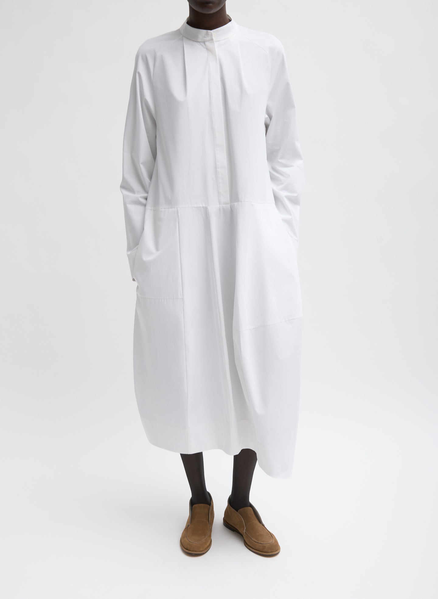 Compact Eco Poplin Balloon Dress - WHITE-1