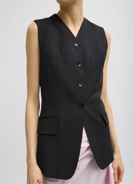 Recycled Tropical Wool Vest With Blousant Back – Tibi Official