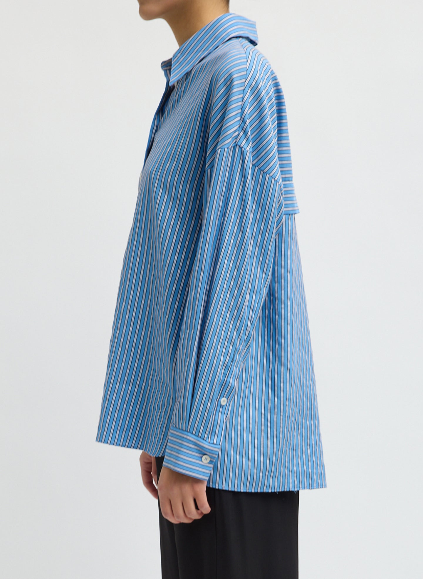 oversized dress shirt Edmund Lyocell Stripe Blue Multi / L / F126EL7720 EMERY ROSE Summer Casual CAMO Colors:True Timber Pink Snowfall Mens shirt / Mens illusion corset bodice