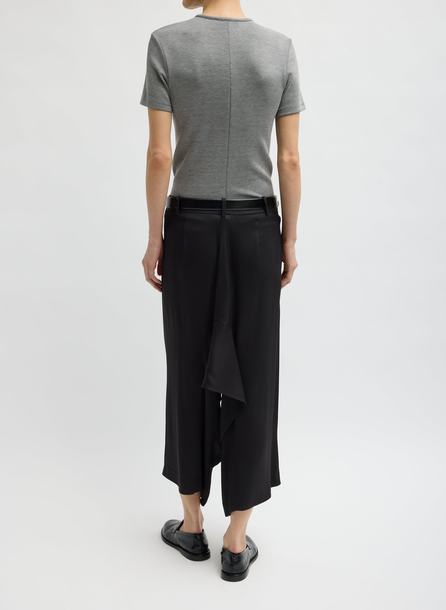 Black Eco Acetate Viscose Front Drape Culotte - back view on model