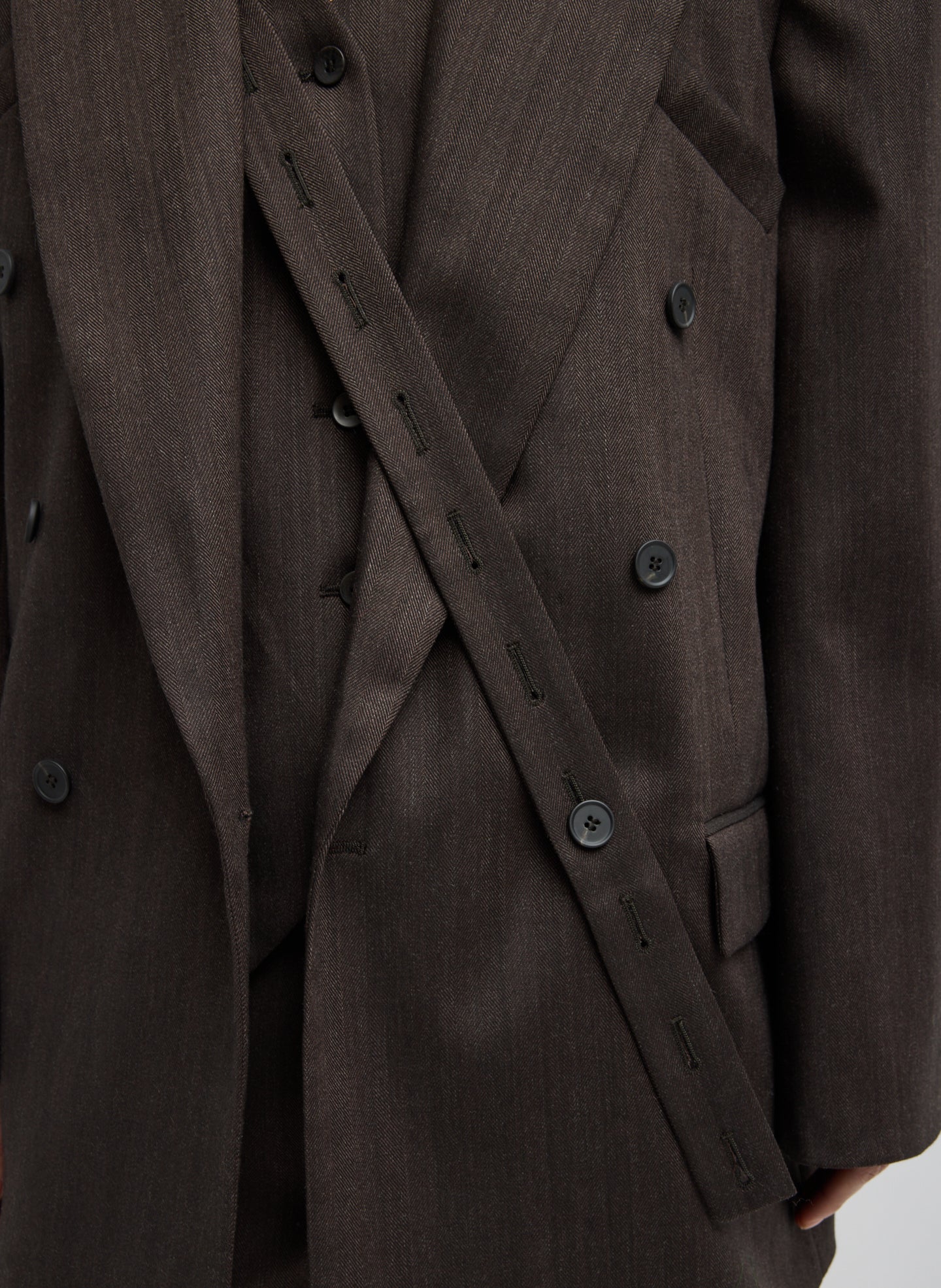 Brown Multi Herringbone Suiting Easy Men's Blazer - detail shot
