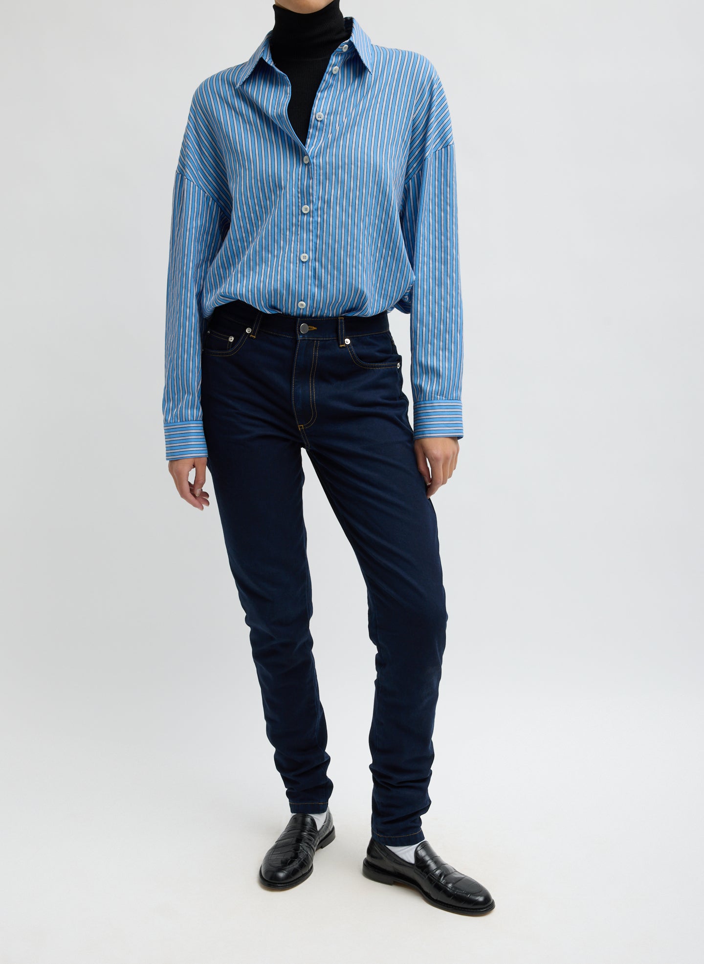 Tencel Cotton Denim Triton Slim Jean - Indigo Tencel Cotton Denim Triton Slim Jean - dark wash, slim fit, front view on model
