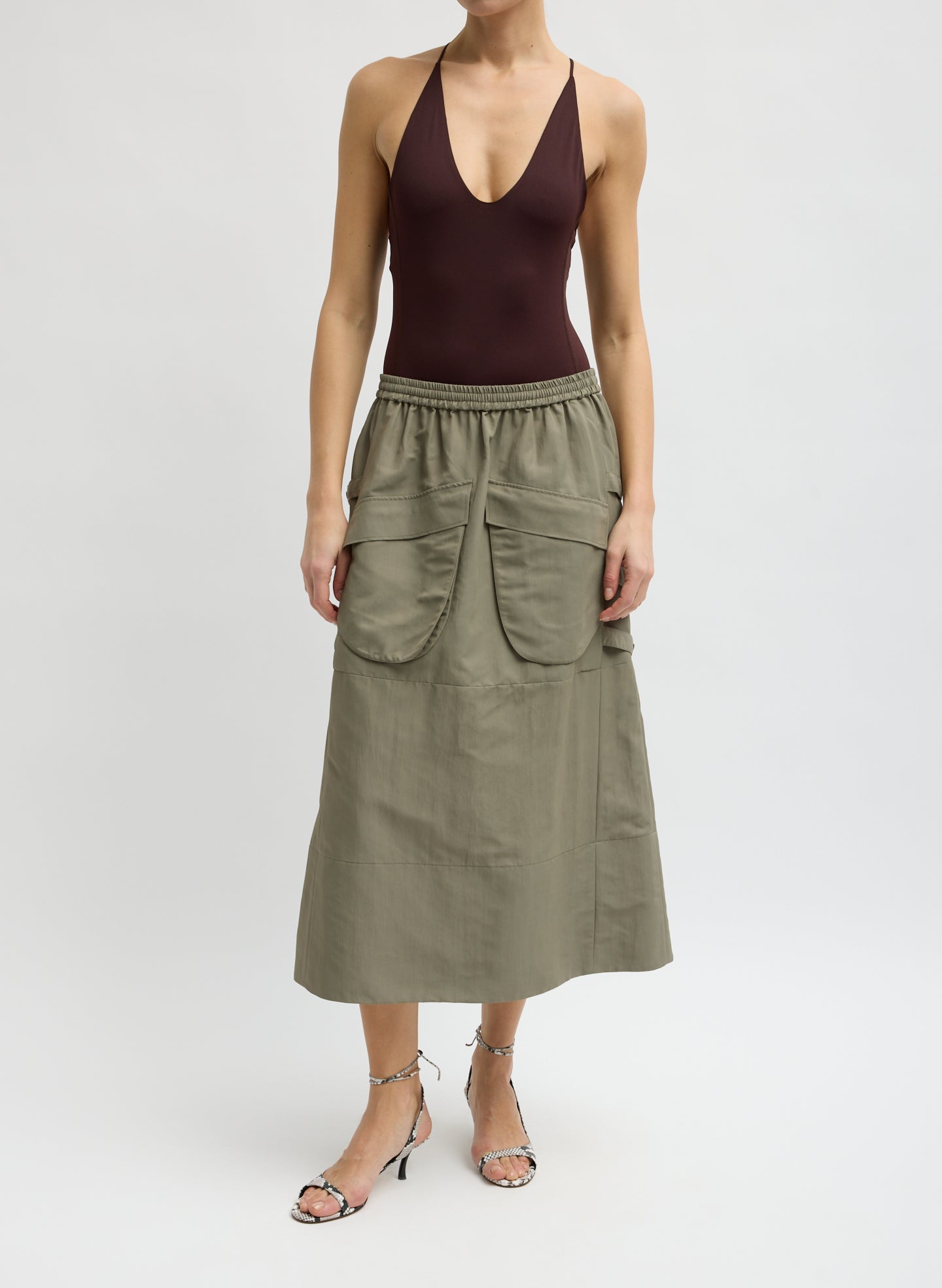 Techy Twill Pull On Midi Skirt – Tibi Official