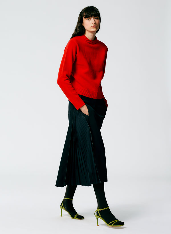 Grain De Poudre Trouser Skirt With Pleat Panel - Black-2